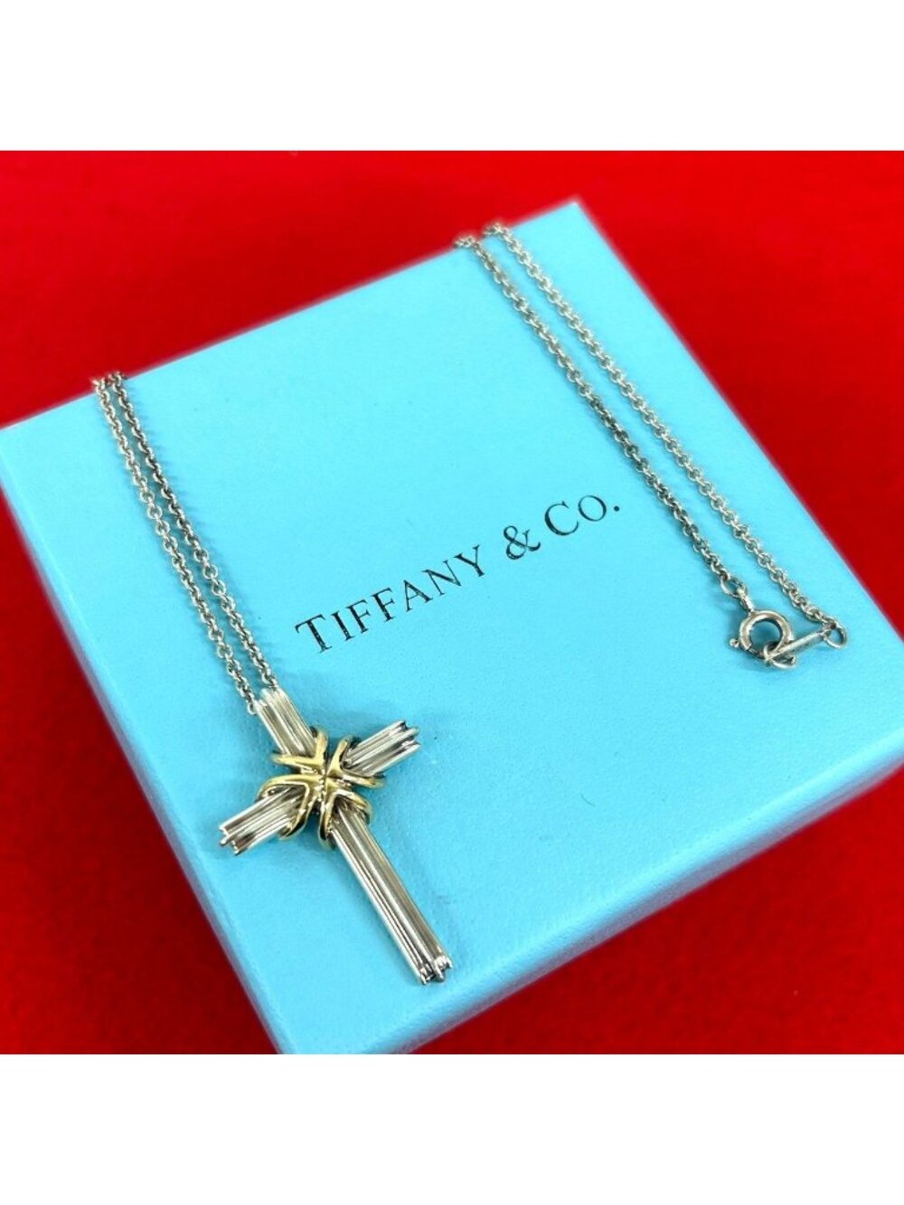 Tiffany & Co Signature Cross Necklace Silver Pendant